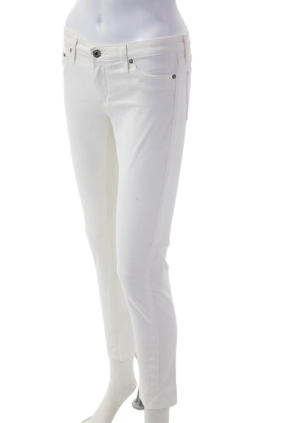 AG Adriano Goldschmied Womens Skinny Ankle Jeans White High Rise Petite Size 27
