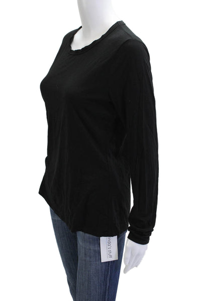 Elie Tahari Womens Black Jersey Long Sleeve Crew Neck T-Shirt Size L