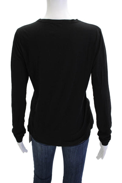 Elie Tahari Womens Black Jersey Long Sleeve Crew Neck T-Shirt Size L