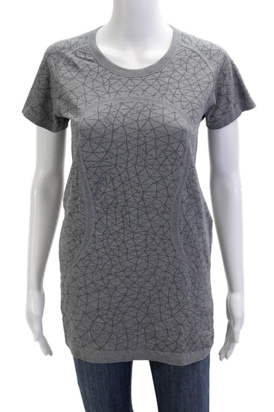 Lululemon Women Gray Short Sleeve Crew Neck Tunic T-Shirt Nylon Size 10
