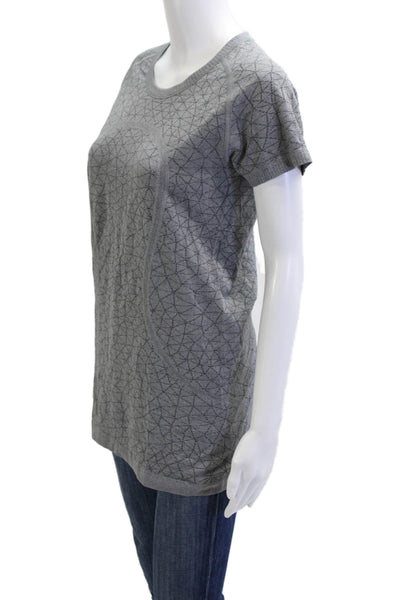 Lululemon Women Gray Short Sleeve Crew Neck Tunic T-Shirt Nylon Size 10