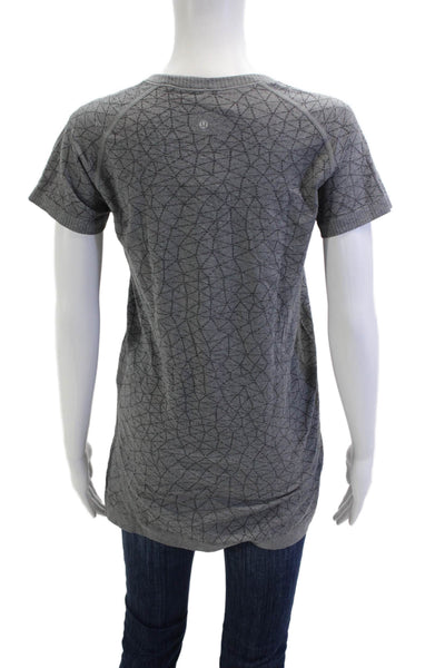 Lululemon Women Gray Short Sleeve Crew Neck Tunic T-Shirt Nylon Size 10