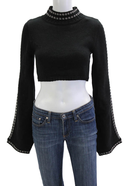 Zara Women Black Mock Neck Long Sleeve Pullover Sweater Size S
