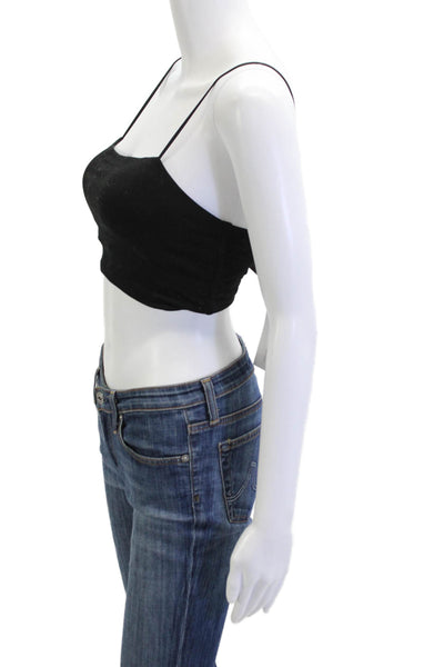 Estnation Women Cropped Camisole Black Cotton Blend Sleeveless Size One Size