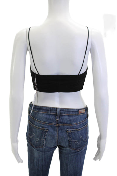 Estnation Women Cropped Camisole Black Cotton Blend Sleeveless Size One Size