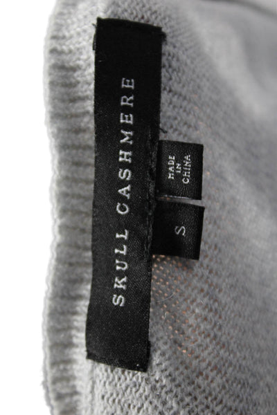 Skull Cashmere Women V-Neck Pullover Sweater Gray Skull Graphic Cotton Size S