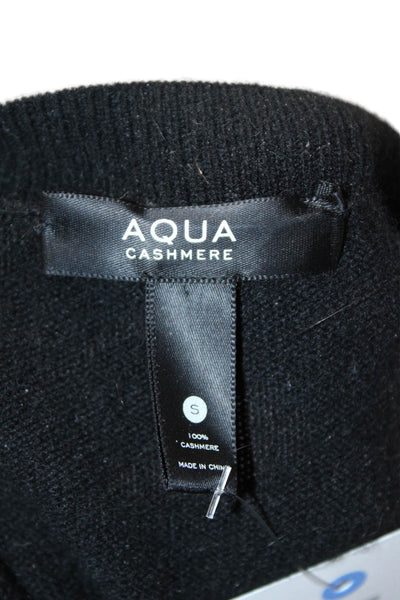 Aqua Womens Pullover Sweater Black 100% Cashmere Crew Neck Animal Print Size S