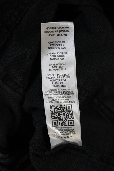 Frame Womens Cargo Cropped Pants Black Organic Cotton Button Size 28