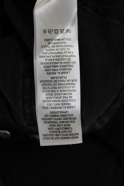 Frame Womens Cargo Cropped Pants Black Organic Cotton Button Size 28