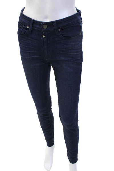 Paige Womens Skinny Dark Blue Jeans Mid Rise Size 28