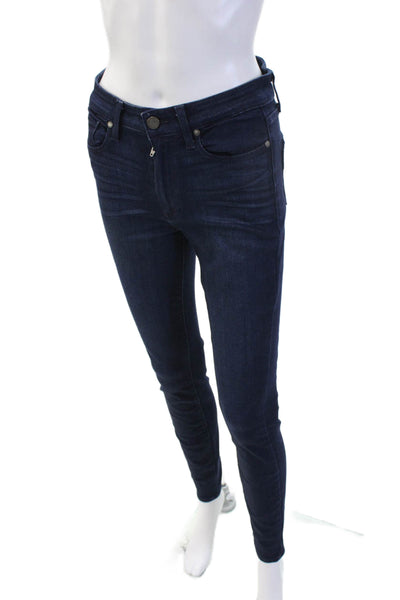 Paige Womens Skinny Dark Blue Jeans Mid Rise Size 28