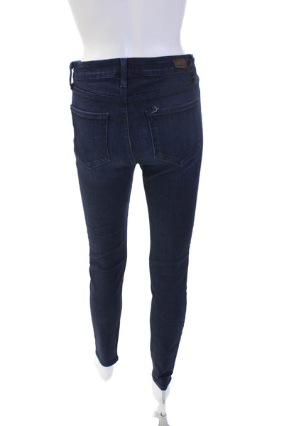Paige Womens Skinny Dark Blue Jeans Mid Rise Size 28