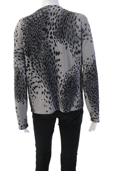 August Silk Womens Black Animal Print Button-Up Long Sleeve Size XL