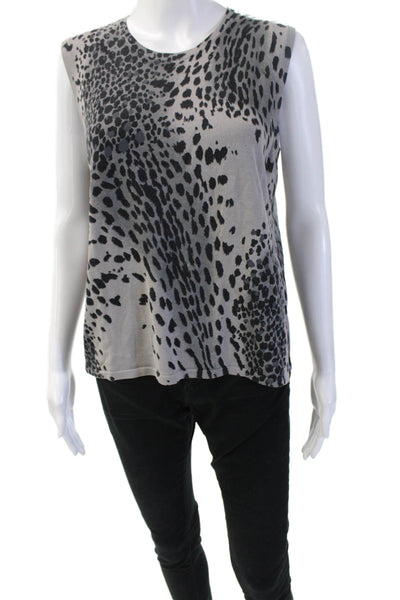 August Silk Womens Black Animal Print Button-Up Long Sleeve Size XL