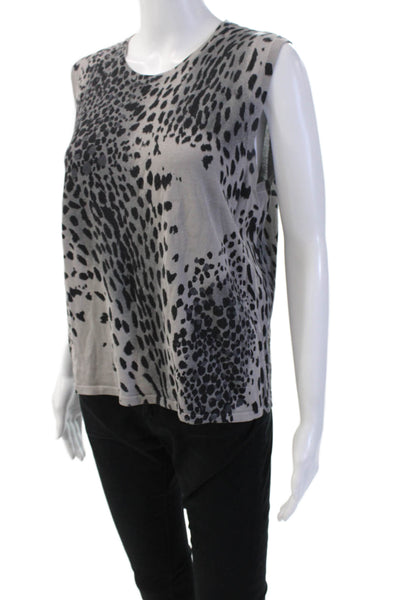 August Silk Womens Black Animal Print Button-Up Long Sleeve Size XL