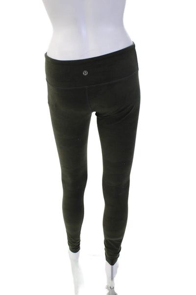 Lululemon Womens Ankle Leggings Black Nylon Army Size 6