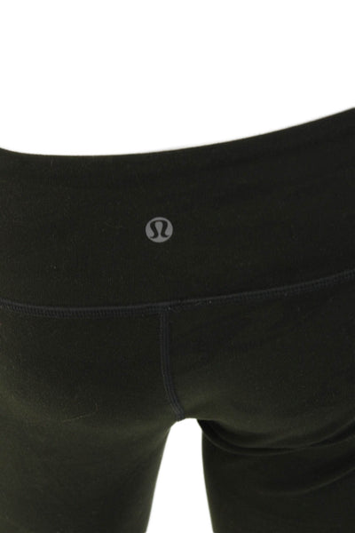 Lululemon Womens Ankle Leggings Black Nylon Army Size 6