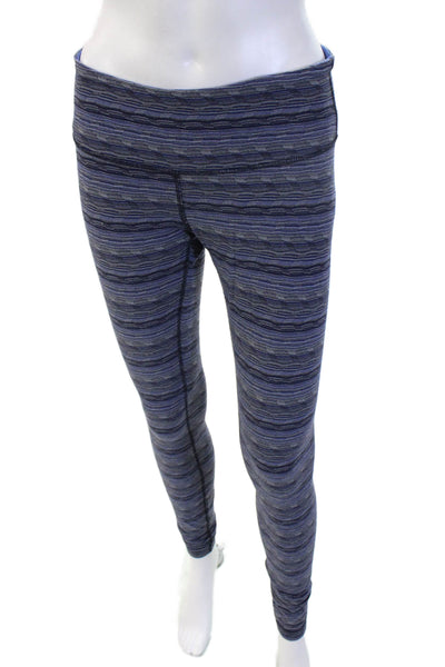 Lululemon Womens Dark Blue Herringbone Nylon Ankle Leggings Size 8