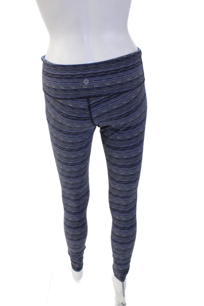 Lululemon Womens Dark Blue Herringbone Nylon Ankle Leggings Size 8