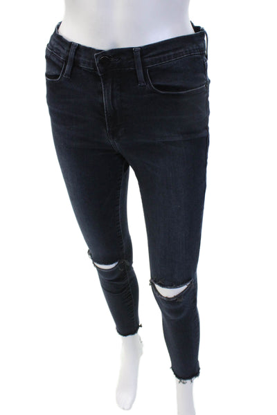 Frame Denim Womens Skinny Ankle Jeans Dark Blue High Rise Size 29