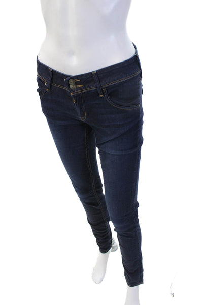Hudson Womens Skinny Dark Blue Denim Jeans Mid Rise Button Size 26