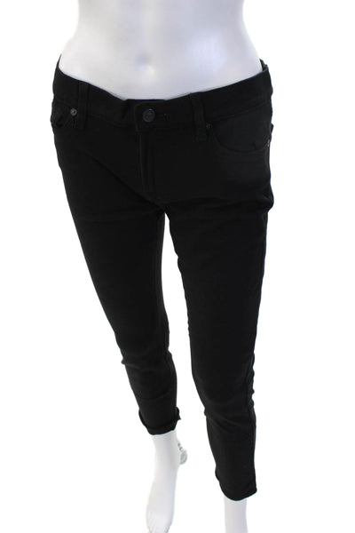 7 For All Mankind Womens Ankle Jeggings Black Button Front Size 31