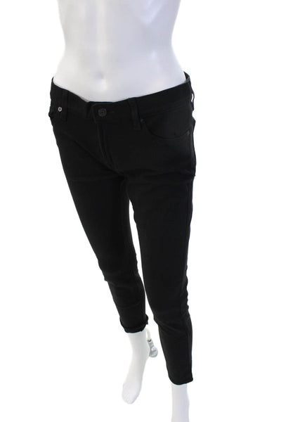 7 For All Mankind Womens Ankle Jeggings Black Button Front Size 31