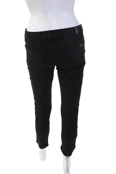 7 For All Mankind Womens Ankle Jeggings Black Button Front Size 31