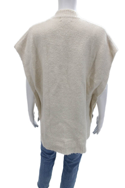 MNG Unisex Pullover Vest V-Neck Beige Wool Blend Short Sleeve Size M