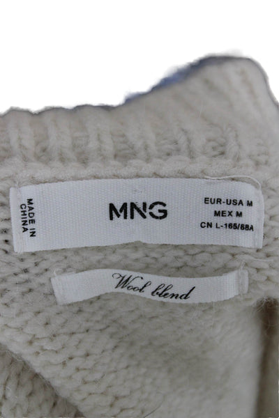 MNG Unisex Pullover Vest V-Neck Beige Wool Blend Short Sleeve Size M