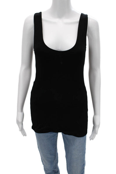 De Philo Women Basic Sleeveless Tank Black Rayon Spandex Size M