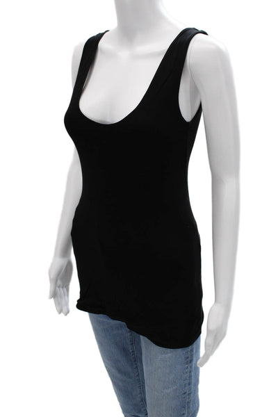 De Philo Women Basic Sleeveless Tank Black Rayon Spandex Size M