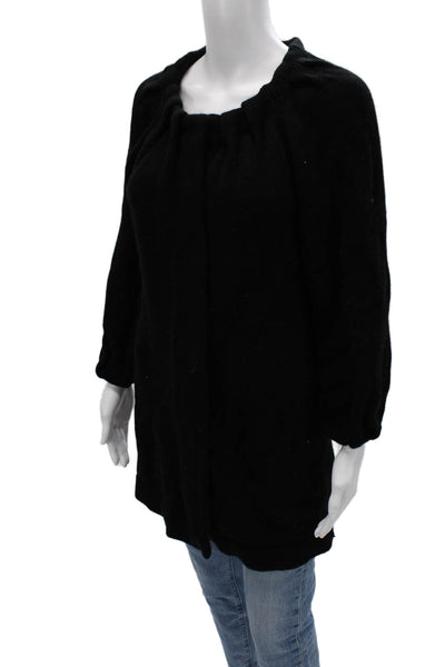 Vince Women Pullover Black Cashmere Blend 3/4 Sleeve Round Neck Size M