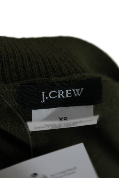 J Crew Womens Pullover Sweater Green V Neck Long Sleeve Merino Silk Size XS