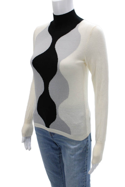 Marimekko For Uniqlo Women Beige Geometric Turtleneck Pullover Sweater Size 2XS