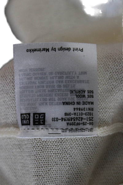 Marimekko For Uniqlo Women Beige Geometric Turtleneck Pullover Sweater Size 2XS