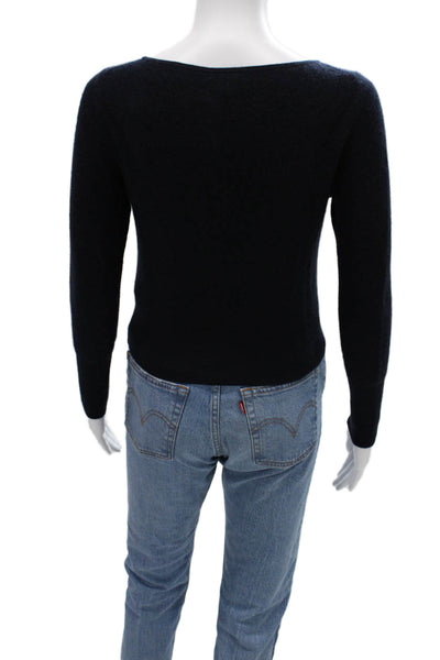 J Crew Women Cardigan Dark Blue 100% Cashmere V Neck Button Long Sleeve Size XS