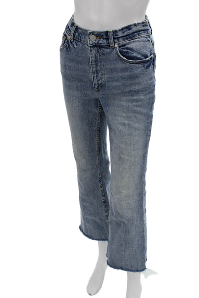 La Vie Women Cropped Flared 90s Blue Jeans Mid Rise Inseam 27 Size 25