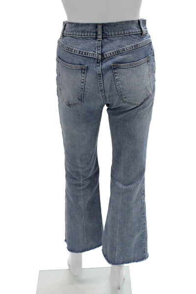 La Vie Women Cropped Flared 90s Blue Jeans Mid Rise Inseam 27 Size 25