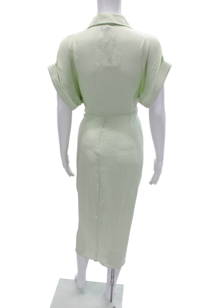 Steve Madden Women Shirt Dress Green Short Sleeve Knee Length Size 0