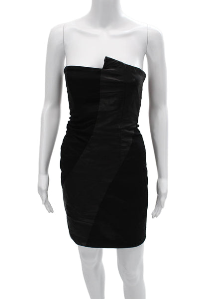 Alice + Olivia Womens Bodycon Mini Black Dress Sleeveless Zip Polyester Size 0