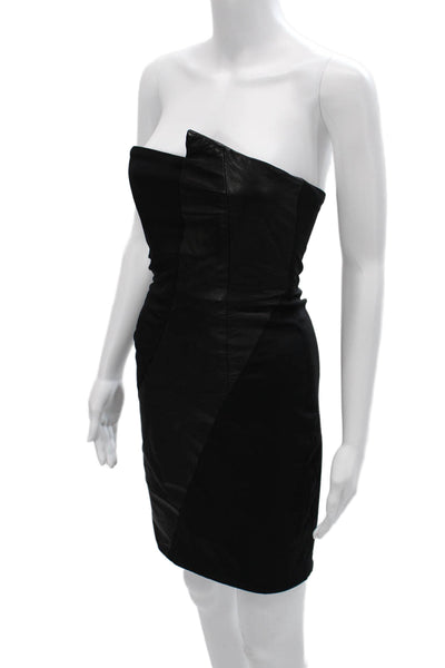 Alice + Olivia Womens Bodycon Mini Black Dress Sleeveless Zip Polyester Size 0