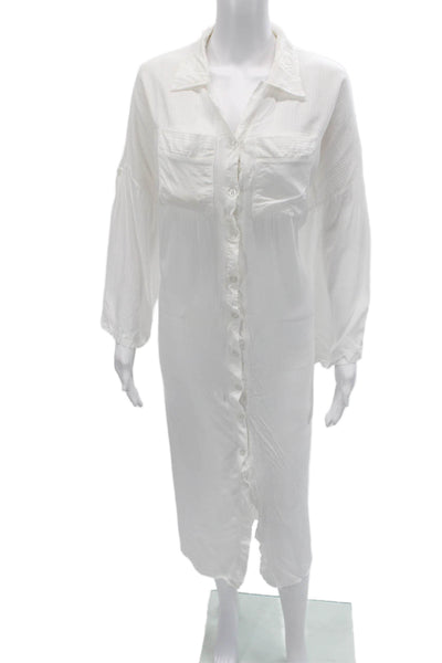 Sol + Sorbet Womens Shirt Dress White Cotton Size One Size