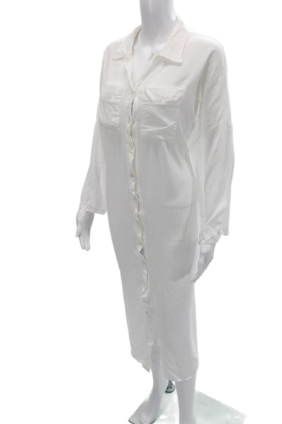 Sol + Sorbet Womens Shirt Dress White Cotton Size One Size