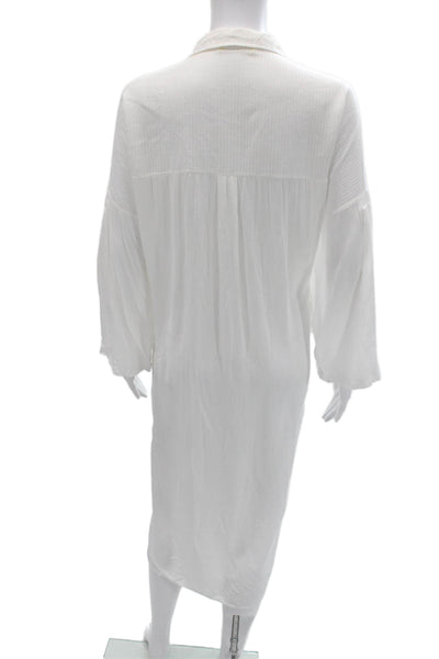 Sol + Sorbet Womens Shirt Dress White Cotton Size One Size