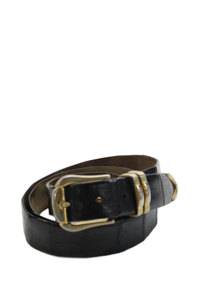 Kashani Mens Crocodile Frame Buckle Belt Black Size 130/154