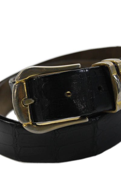 Kashani Mens Crocodile Frame Buckle Belt Black Size 130/154