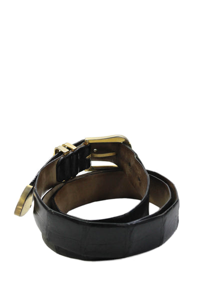 Kashani Mens Crocodile Frame Buckle Belt Black Size 130/154