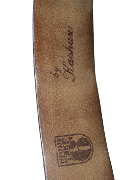 Kashani Mens Crocodile Frame Buckle Belt Black Size 130/154