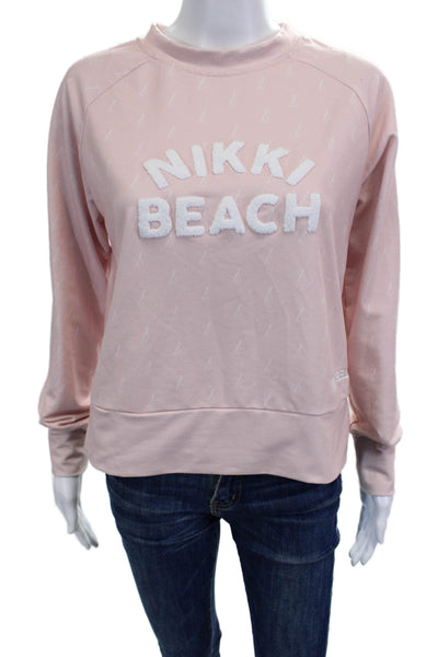 Nikki Beach Lifestyle Women Pullover Sweatshirts Pink Crew Neck Size M